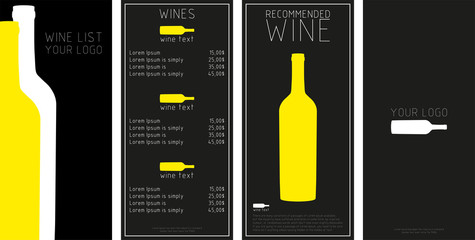 wine menu with a price list of different wines