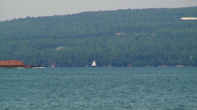 Tug Boat Takes Dirt Across Frame, WI