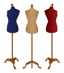 Female dummy, mannequin Vector, blue, red, Cream, Sewing mannequin
