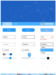 Light BLUE vector design ui kit with mosaic, circles.