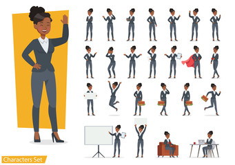 Businesswoman working character design set. Vector design. no2