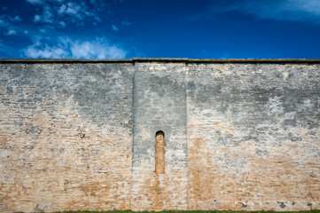 Stone wall from ancient penal colony, Norfolk Island Australia 