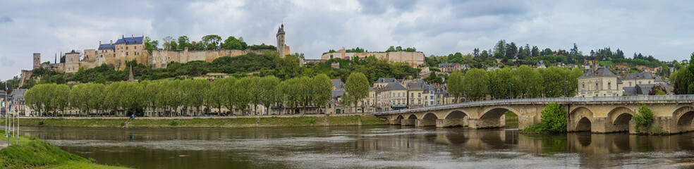 Fototapeta na wymiar Panoramic view of the beautiful town of Chinon, a commune located in the Indre-et-Loire department