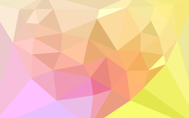 Light Pink, Yellow vector polygonal template with a heart in a centre.