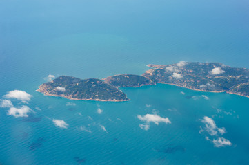 aerial view of islands in Hong Kong