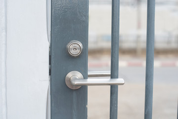 Silver door handle and Steel door