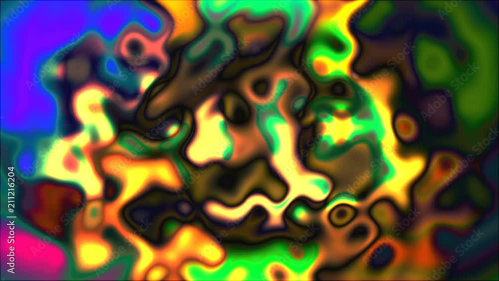 Poster Psychedelic liquid, bright abstract 3D computer rendering backdrop, colorful palette mesh background
