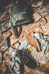 Suede black and green female shoes