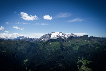 View of the Marmolada against blue sky, Dolomites