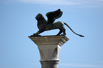 Löwe beim Markusplatz, Aussicht vom Campanile (Markusturm), Venedig, Venetien, Italien, Europa