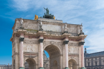 Fototapeta na wymiar Paris, France, the Arc de Triomphe du Carrousel, beautiful arch near the Tuileries gardens 