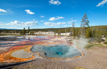 Firehole Spring on Firehole Lake Drive in Yellowstone National Park in Wyoming United States
