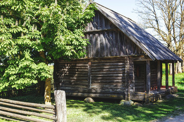 old wooden houses in rural backyard