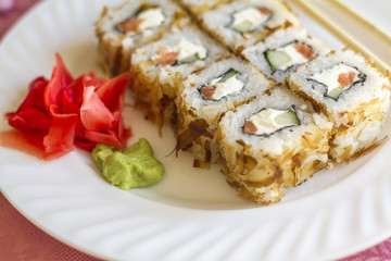 rolls with wasabi and ginger