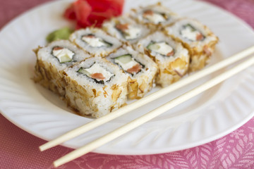 rolls with wasabi and ginger