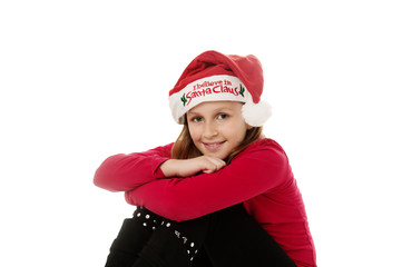 cute little girl in xmas hat