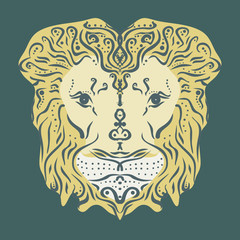 Ornamental tattoo lion head. Abstract hand drawn style
