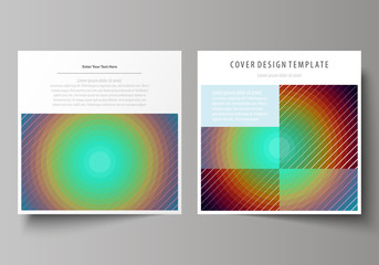 Fototapeta premium Business templates for square design brochure, magazine, flyer. Leaflet cover, vector layout. Minimalistic design with circles, diagonal lines. Geometric shapes forming beautiful retro background.