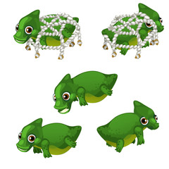 Fototapeta premium Nice set of waterfowl animated animal isolated on white background. The trapping of wild animals. Vector illustration.