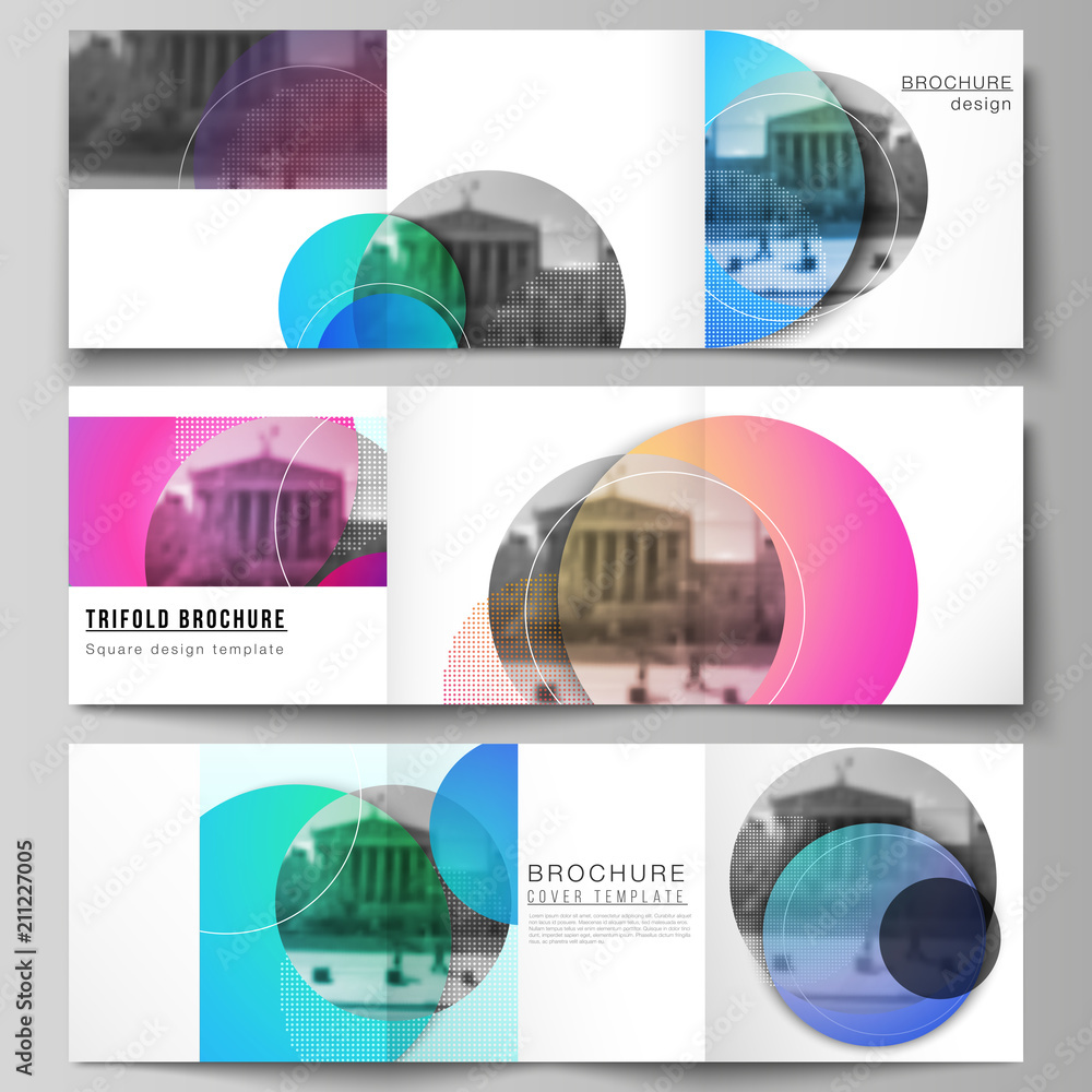 Poster the minimal vector editable layout of two square format covers design templates for trifold square b