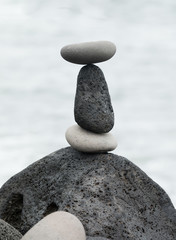 Fototapeta na wymiar Balanced black and white zen rocks