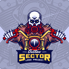 Gas Mask Skull Bikers Esport Logo Design	