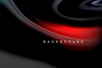 Fluid liquid colors design, colorful marble or plastic wavy texture background, glowing multicolored elements on black, for business or technology presentation or web brochure cover design, wallpaper