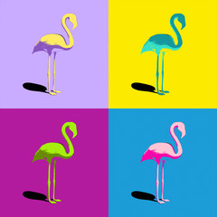 four different colored flamingos © magann