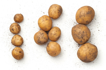Fresh Organic Potatoes Isolated on White Background