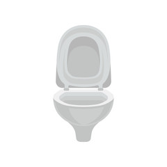 White ceramics toilet bowl with seat vector Illustration on a white background