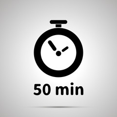 Fifty minutes timer simple black icon with shadow