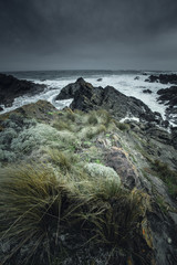 Waves and Rocks at Stormy Beach, Tasmania