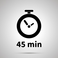 Forty five minutes timer simple black icon with shadow
