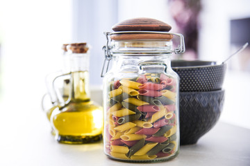 pasta in a jar in the kitchen