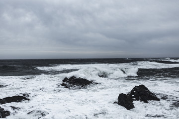 Waves and Rocks at Stormy Beach, Tasmania