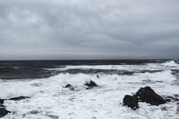 Waves and Rocks at Stormy Beach, Tasmania