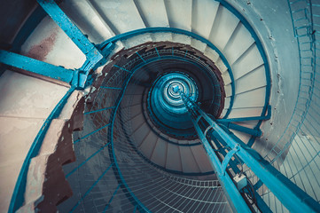 Spiral staircase detail of the Pakri lighthouse. Paldiski, Estonia. Bottom view.