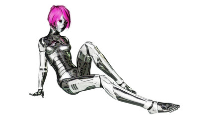 Digital 3D Illustration of a female Cyborg