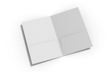 Blank white reinforced A4 single pocket folder on isolated white background, 3d illustration