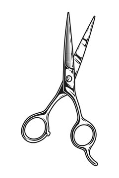 Vintage monochrome barber scissors concept