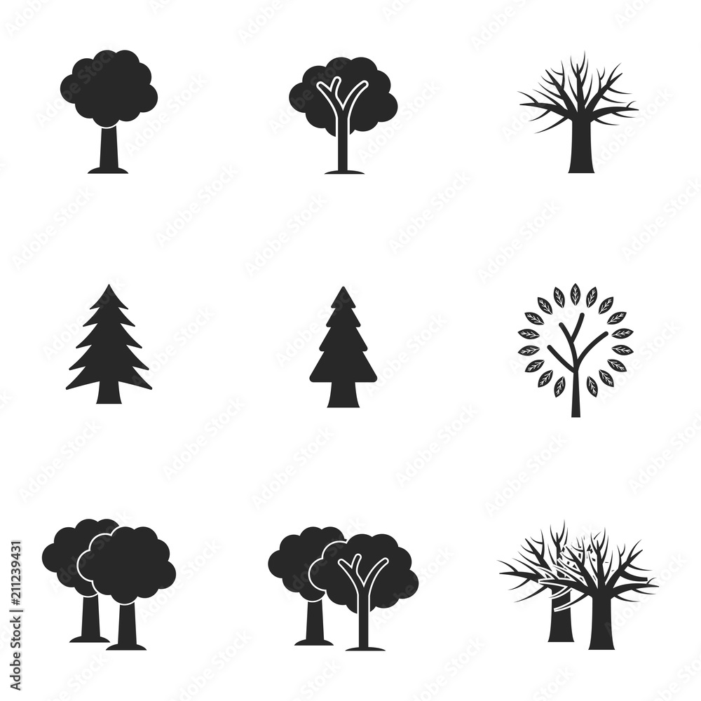 Poster tree icon set. line style icon design. ui. illustration of tree icon. pictogram isolated set on whit