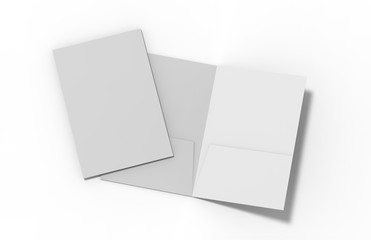 Blank white reinforced A4 single pocket folder on isolated white background, 3d illustration