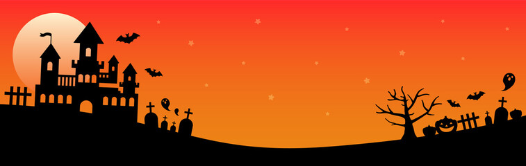 ハロウィン背景　オレンジ　横長