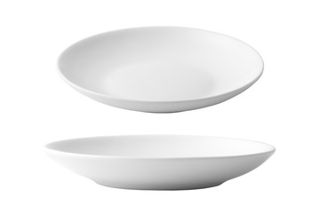 White ceramic dish isolated on white background. - obrazy, fototapety, plakaty