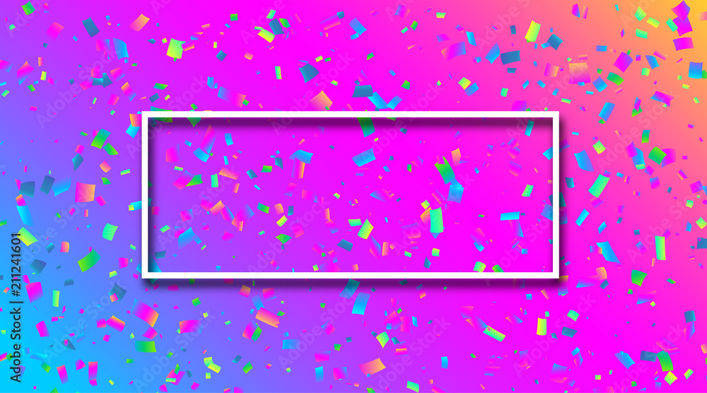 Poster spectrum festive background with colorful confetti.