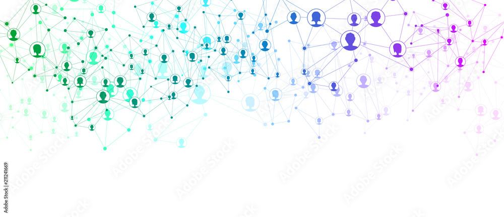 Poster white global communication background with colorful network.
