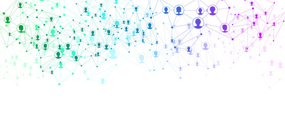 White global communication background with colorful network.