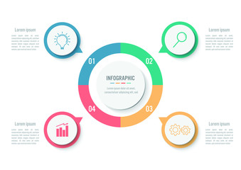 Business infographic template with 4 options, Abstract elements diagram or processes and business flat icon, Vector business template for presentation.Creative concept for infographic.