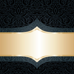 Decorative black & gold floral luxury wallpaper background design in vintage style