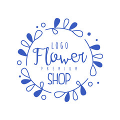 Flower shop logo premium hand drawn